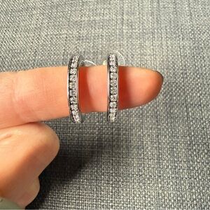 SWAROVSKI Silver Hoop Earrings with Crystals – Timeless Sparkle – EUC